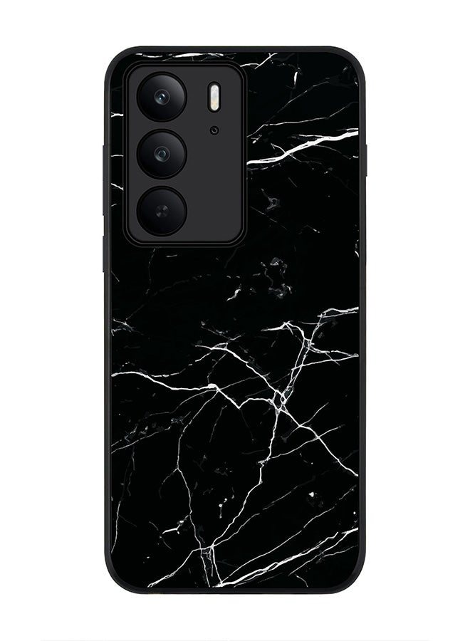 Stylizedd غطاء لجهاز Realme C75x / C75 4G، حماية كاميرا رفيعة، غطاء هاتف مضاد للصدمات - طباعة رخامية سوداء - Image 1